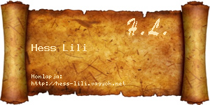Hess Lili névjegykártya